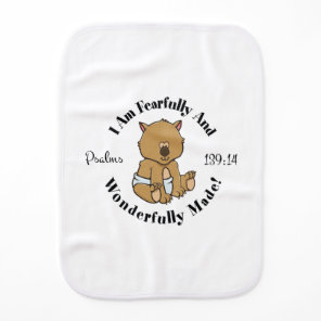 Psalms 139:14 Design (Wombat) Baby Burp Cloth