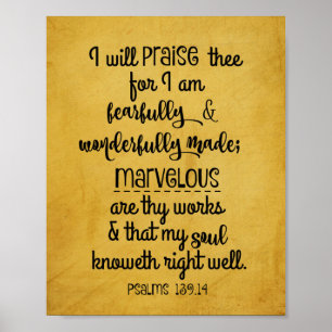 Psalms 139.14 Praise, Wonderfully Made Poster