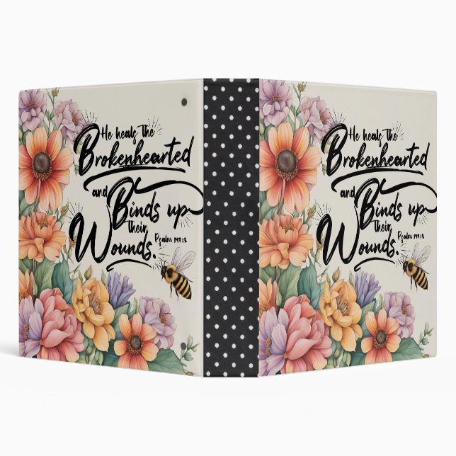  Psalms 147:3 Christian Bible Verse Image 3 Ring Binder (Background)