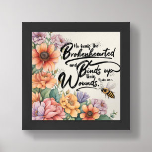  Psalms 147:3 Christian Bible Verse Image Framed Art