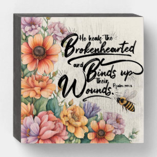  Psalms 147:3 Christian Bible Verse Image Wooden Box Sign