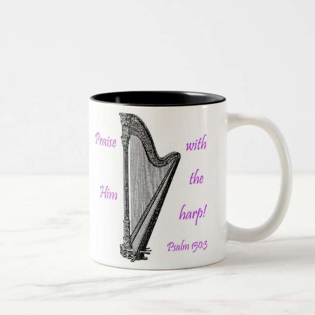 Psalms 150 & Harp Two-Tone Coffee Mug (Right)