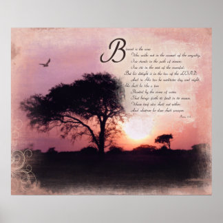 Psalms 1:1-3 Blessed is the man - Encouragement Poster