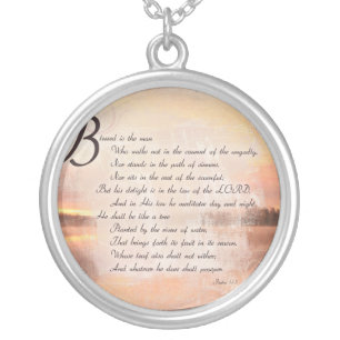 Psalms 1:1-3 Christian Scripture Necklace Jewelry