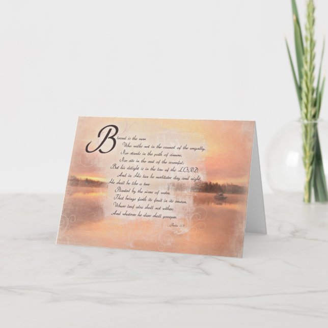 Psalms 1:1 Bible Verse Inspirational Card (Front)