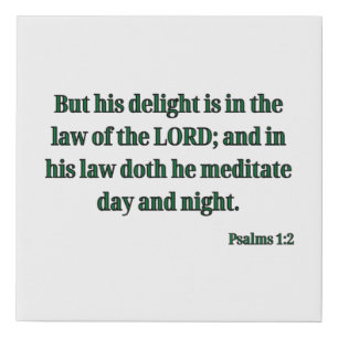 Psalms 1:2 Bible Verse KJV Wall Art