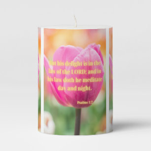 Psalms 1:2 KJV Bible Verse Pic Pillar Candle
