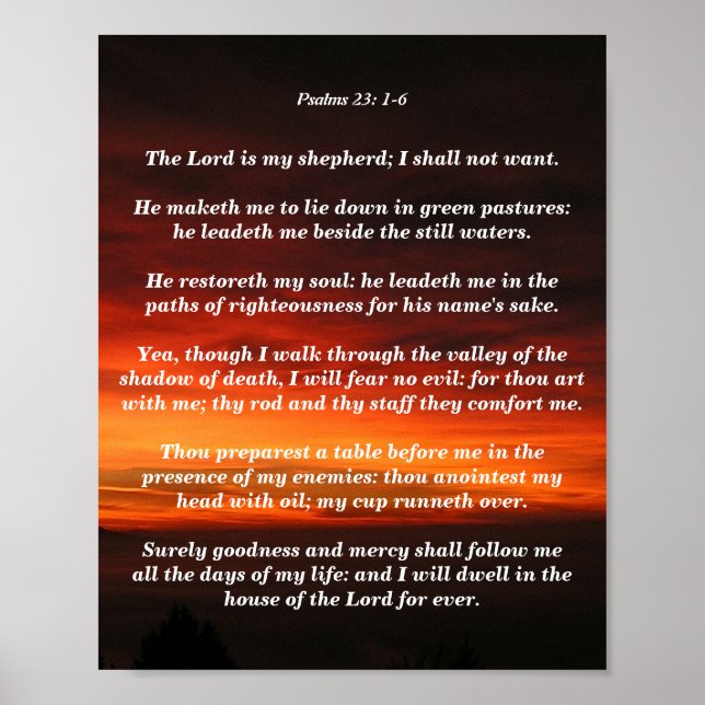 Psalms 23: 1-6 poster (Front)