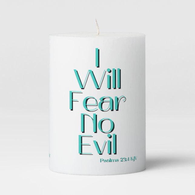Psalms 23:4 Bible Scripture Verse Pillar Candle (Front)