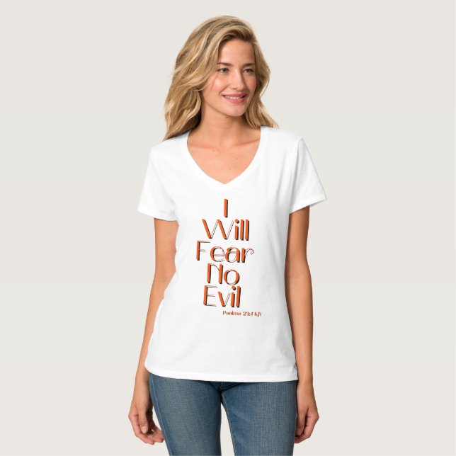Psalms 23:4 Bible Verse Quote Womens V-Neck T-Shirt (Front Full)