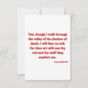 Psalms 23:4 Bible Verse Scripture Flat Greeting Card