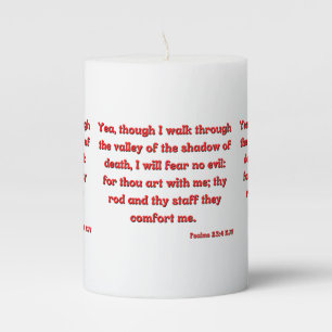 Psalms 23:4 Bible Verse Scripture Pillar Candle