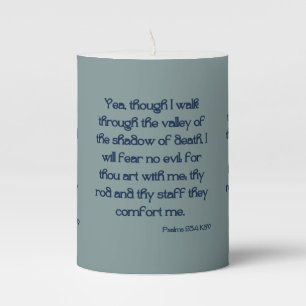Psalms 23:4 KJV Bible Scripture Pillar Candle