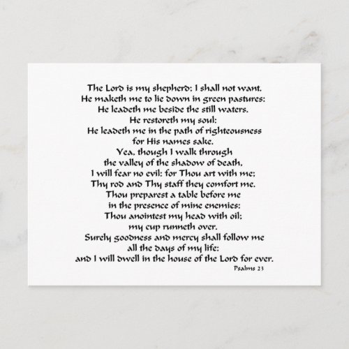 Psalms 23 postcard