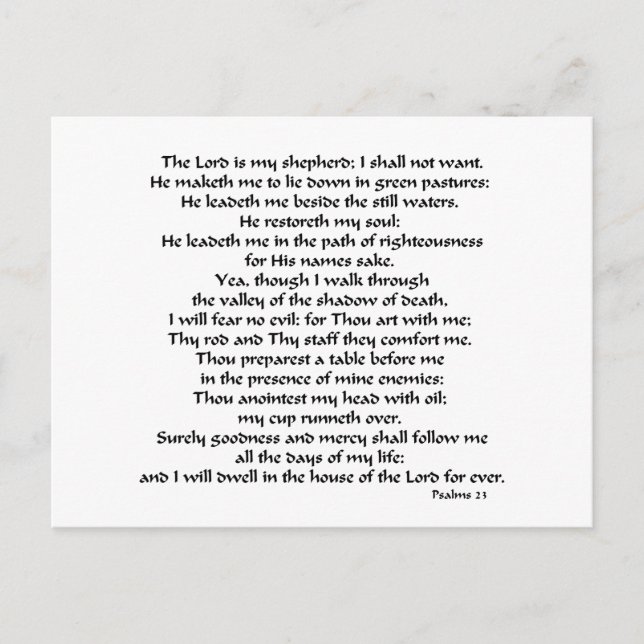 Psalms 23 postcard (Front)