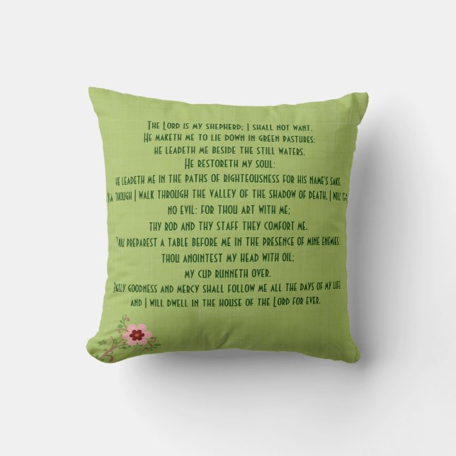 Psalms 23 The Lord is my Shepherd Throw Pillow (Front)
