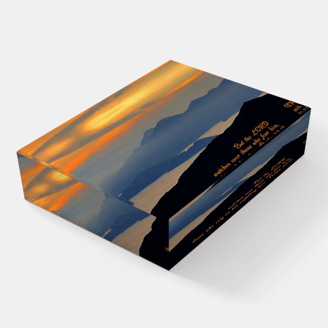 Psalms 33:18 Inspirational Paperweight (Angled)