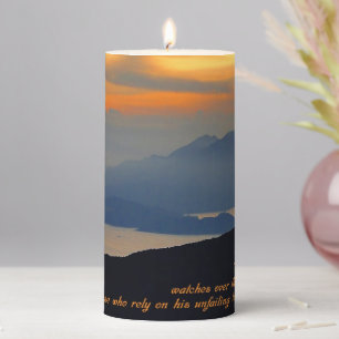 Psalms 33:18 Inspirational Pillar Candle