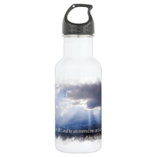 Psalms 34:4 on light water bottle
