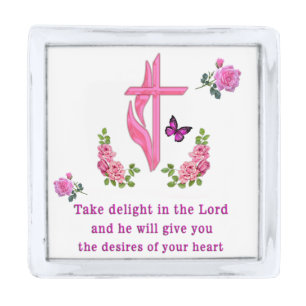 Psalms 37:4 silver finish lapel pin