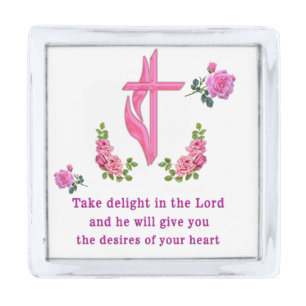 Psalms 37:4 silver finish lapel pin