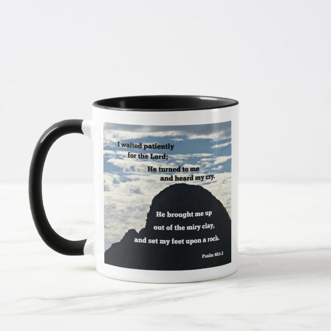Psalms 40:1,2  I waited patiently for the Lord... Mug (Left)