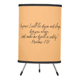 Psalms 4:8 Lie Down & Sleep Bible Verse Christian Tripod Lamp