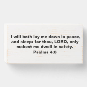 Psalms 4:8 wooden box sign