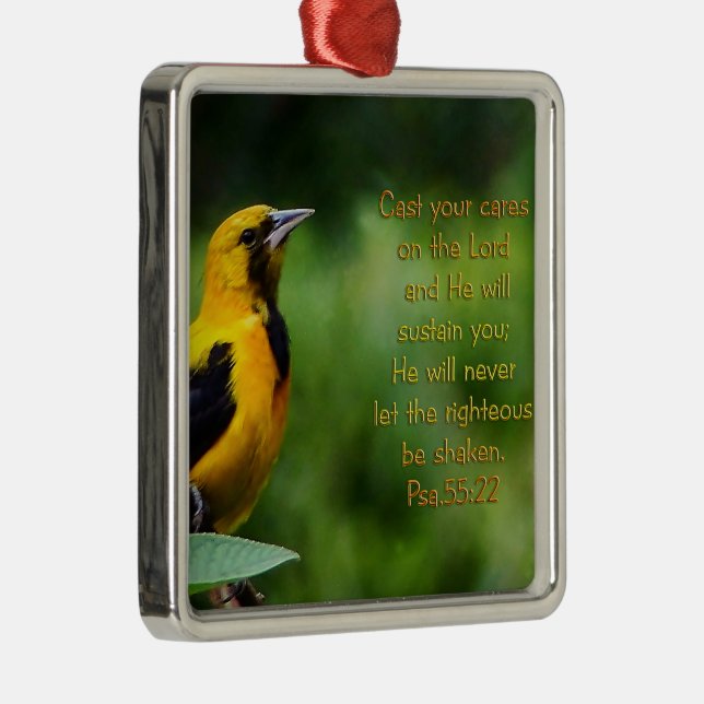 Psalms 55:22 Inspirational Metal Ornament (Right)