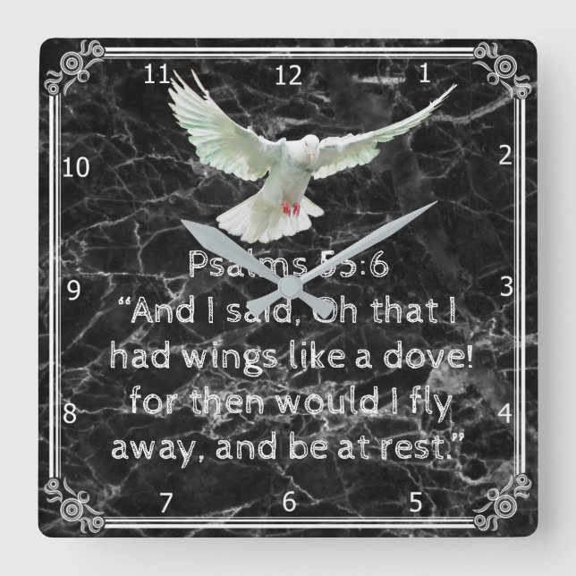 PSALMS 55:6 SQUARE WALL CLOCK (Front)