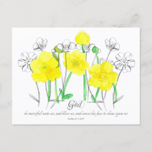 Psalms 67 Scripture Prayer Card Yellow Buttercup  