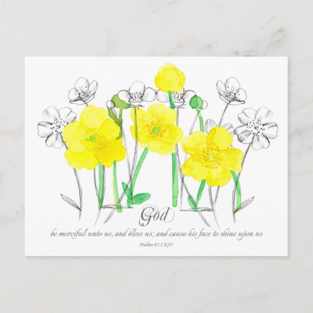 Psalms 67 Scripture Prayer Card Yellow Buttercup   (Front)