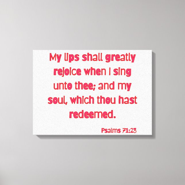 Psalms 71:23 Bible Verse KJV Wall Art (Front)