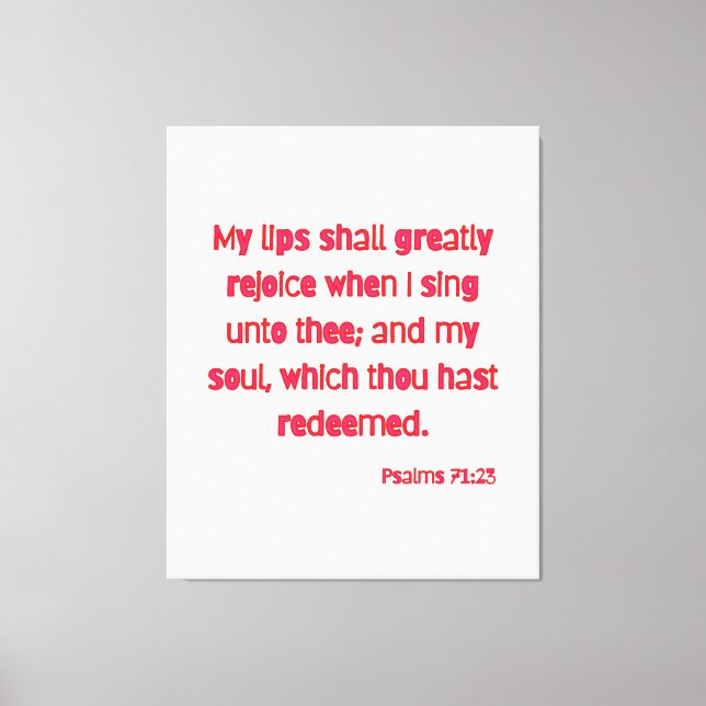 Psalms 71:23 Bible Verse KJV Wall Art (Front)