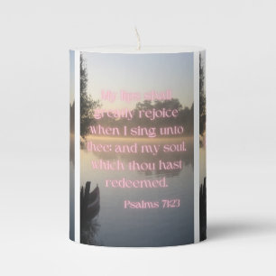 Psalms 71:23 KJV Bible Verse Pic Pillar Candle