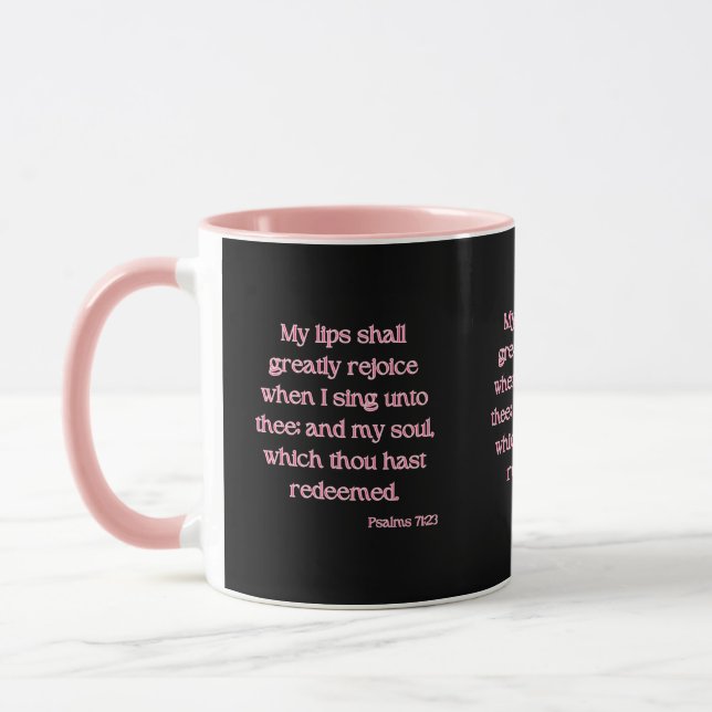 Psalms 71:23 KJV Bible Verse Two-Tone Mug (Left)