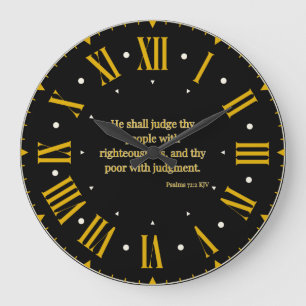 Psalms 72:2 KJV Bible Verse Roman Numeral II Large Clock