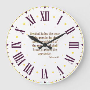 Psalms 72:4 KJV Bible Verse Roman Numeral Large Clock