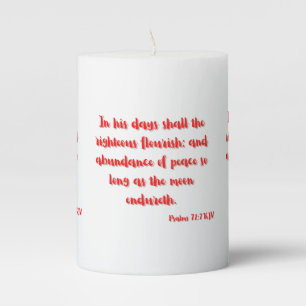 Psalms 72:7 KJV Bible Verse Pillar Candle