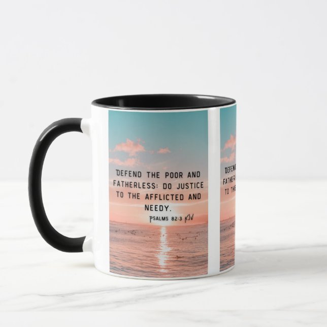 Psalms 82:3 KJV Bible Verse Pic Two-Tone Mug (Left)