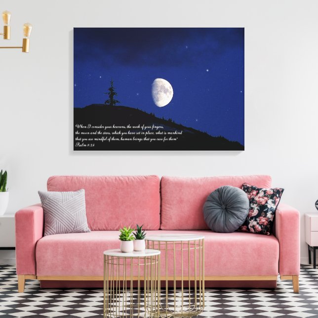 Psalms 8:3,4 Scripture Inspirational Canvas Print (Insitu(LivingRoom))