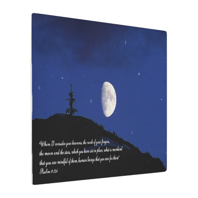 Psalms 8:3,4 Scripture Inspirational Metal Print (Angled)