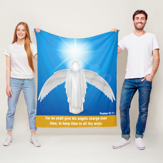 Psalms 91:11 - Faith Fleece Blanket, 50"x60" (In Situ)