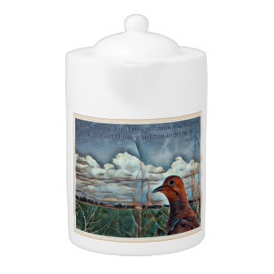 Psalms 91:14 Bible Verse With Dove Teapot
