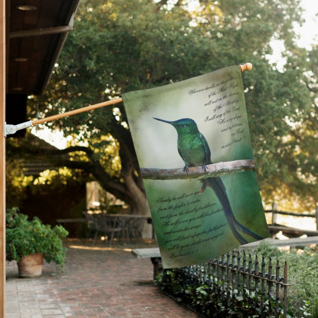 Psalms 91:1-4 Inspirational  House Flag (In SItu)