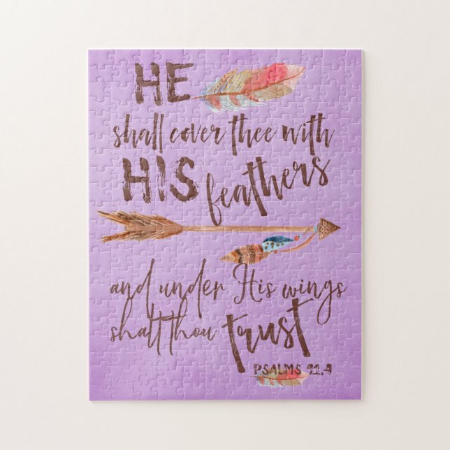 Psalms 91.4 Bible Verse Jigsaw Puzzle (Vertical)