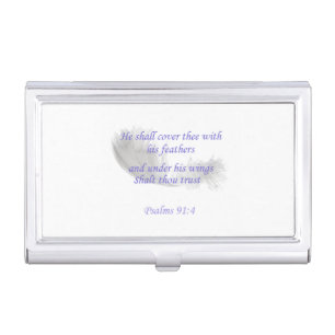 Psalms 91:4 He shall cover thee with his feathers Business Card Case