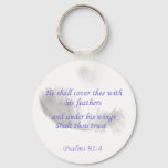 Psalms 91:4 He Shall Cover Thee With His Feathers Keychain at Zazzle