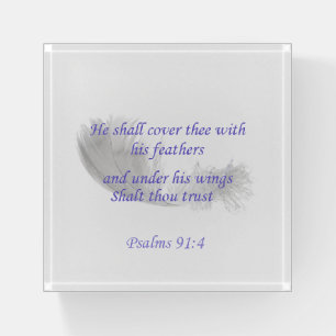 Psalms 91:4 He shall cover thee with his feathers Paperweight