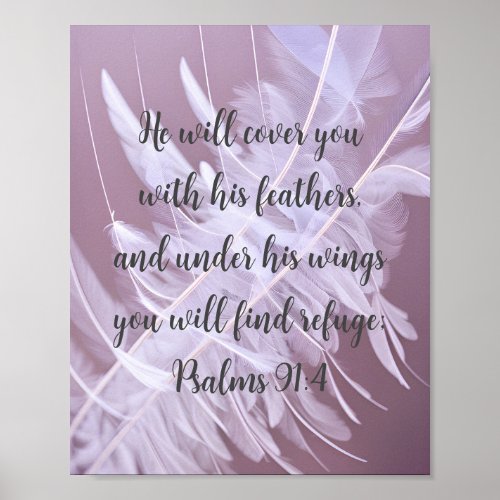 Psalms 914 He Will Cover You With His Feathers  Poster
